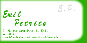 emil petrits business card